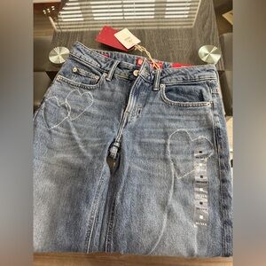 Lucky Brand Light Blue Straight Leg Jeans with Heart Stitching